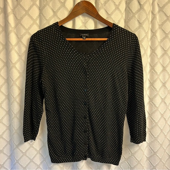 Talbots Black and White Polka Dot Cardigan - Picture 1 of 4